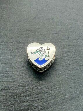 Pandora Virginia Beach Neptune Statue Heart Charm Sterling Silver Jewelry